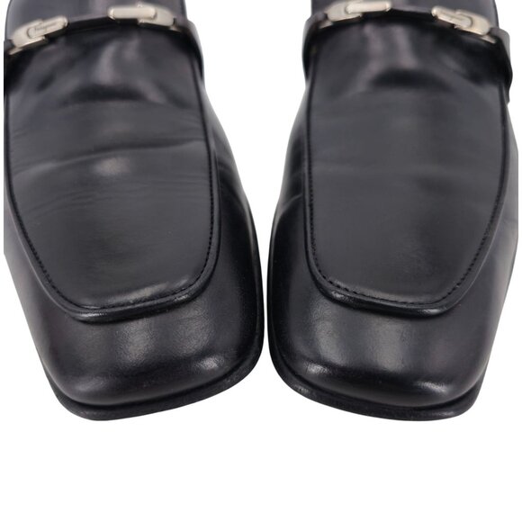 Salvatore Ferragamo Italy Men 6 Black Leather Dress Shoes Square-toe Bit Loafers - Picture 11 of 12